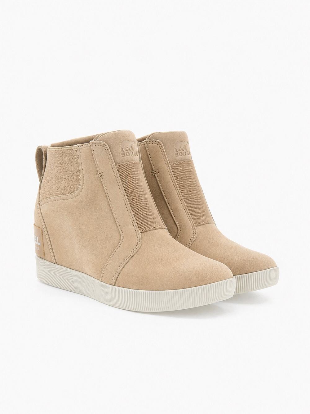 NEW Sorel Out N About Wedge Bootie Sneakers Beige Suede Women’s Size 9